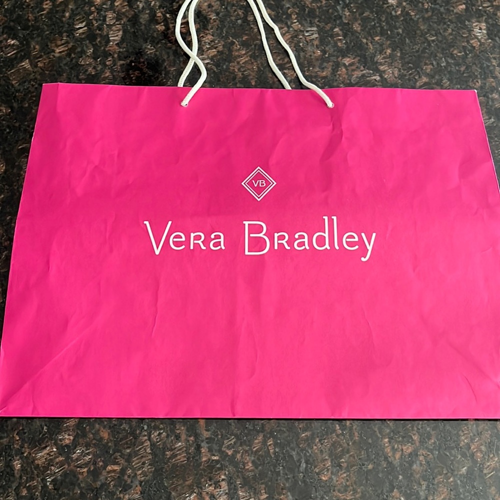 Vera Bradley Hot Pink Paper Shoppers Bag With Rope Handles